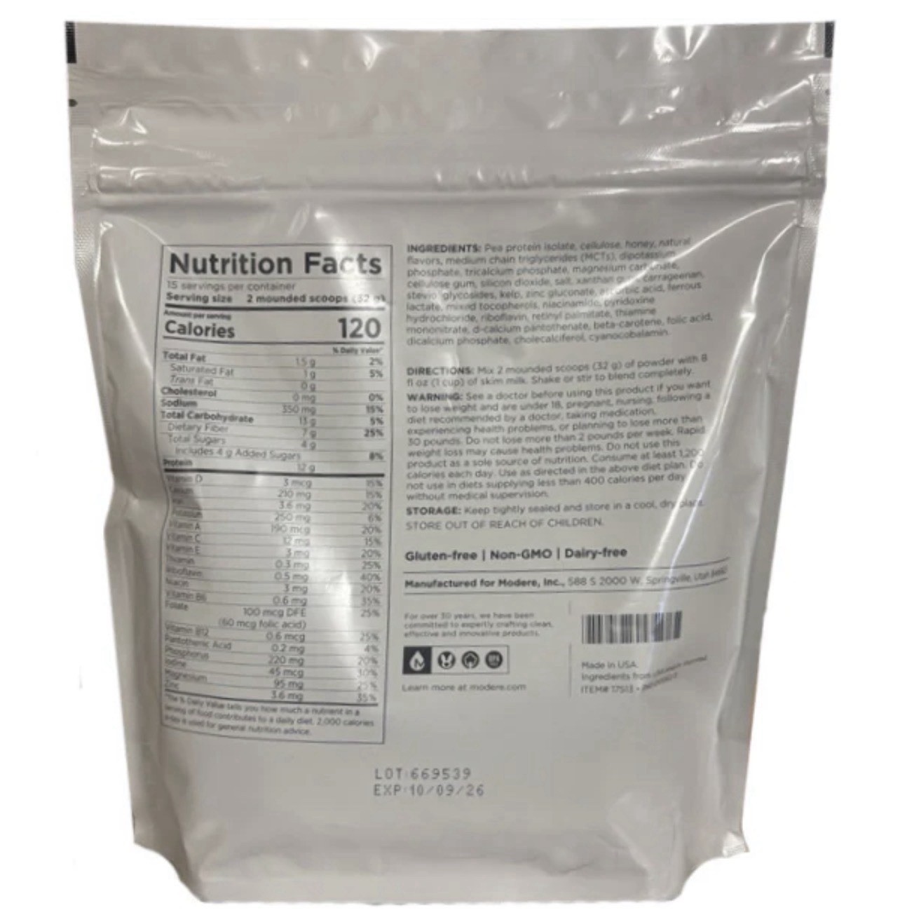 50%OFF! Modere Vanilla Meal Replacement Shake 16.9oz Vegan Non-GMO Keto