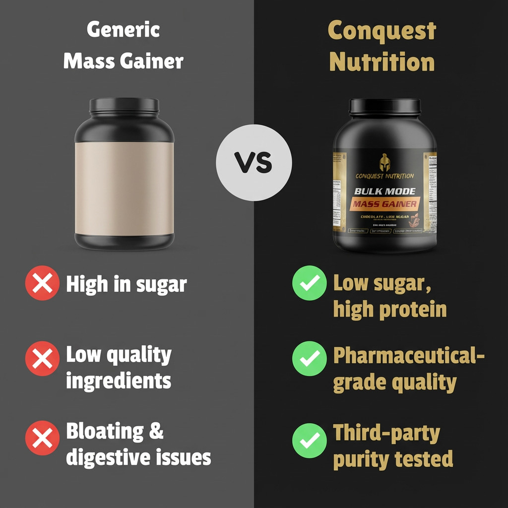 Conquest Bulk Mode Mass Gainer Chocolate Milk Low Sugar 6lb Weight Gain Protein