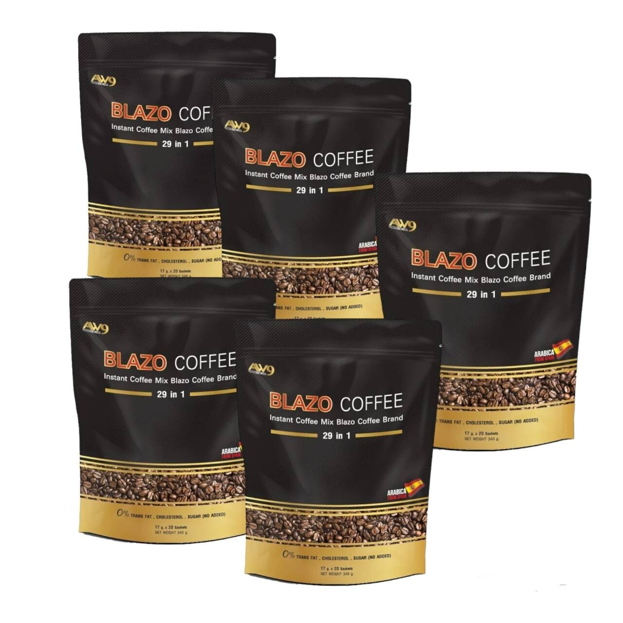 5x BLAZO Instant Coffee mix 29 in 1 Arabica Weight Management Detox No Sugar