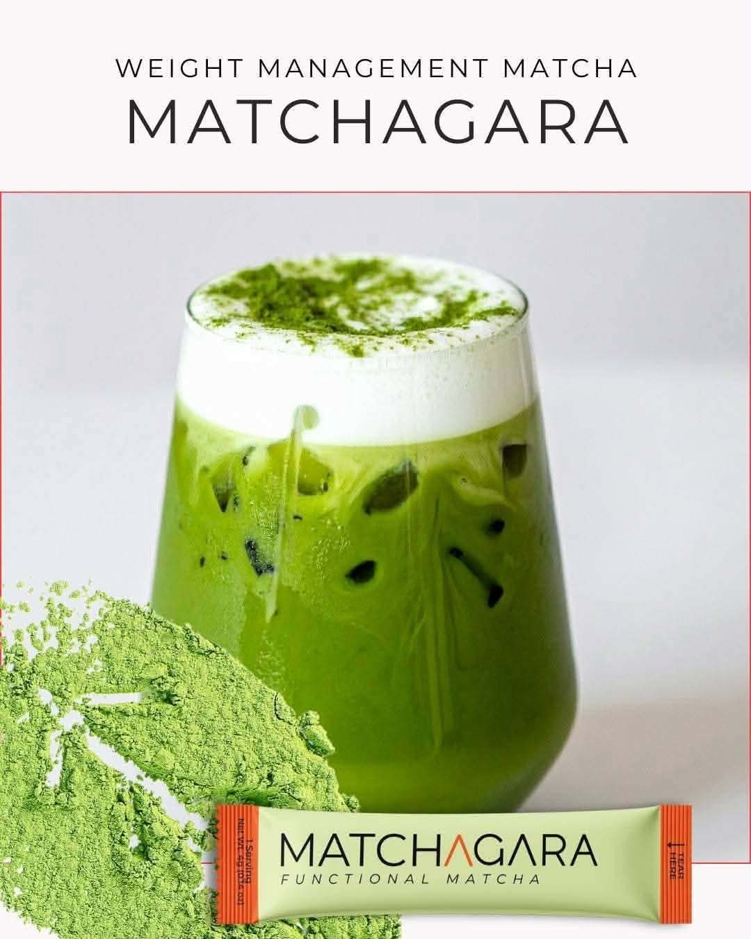 Matchagara Organic Matcha Powder Drink Stix 2 Bags 120g Boost Energy Metabolism