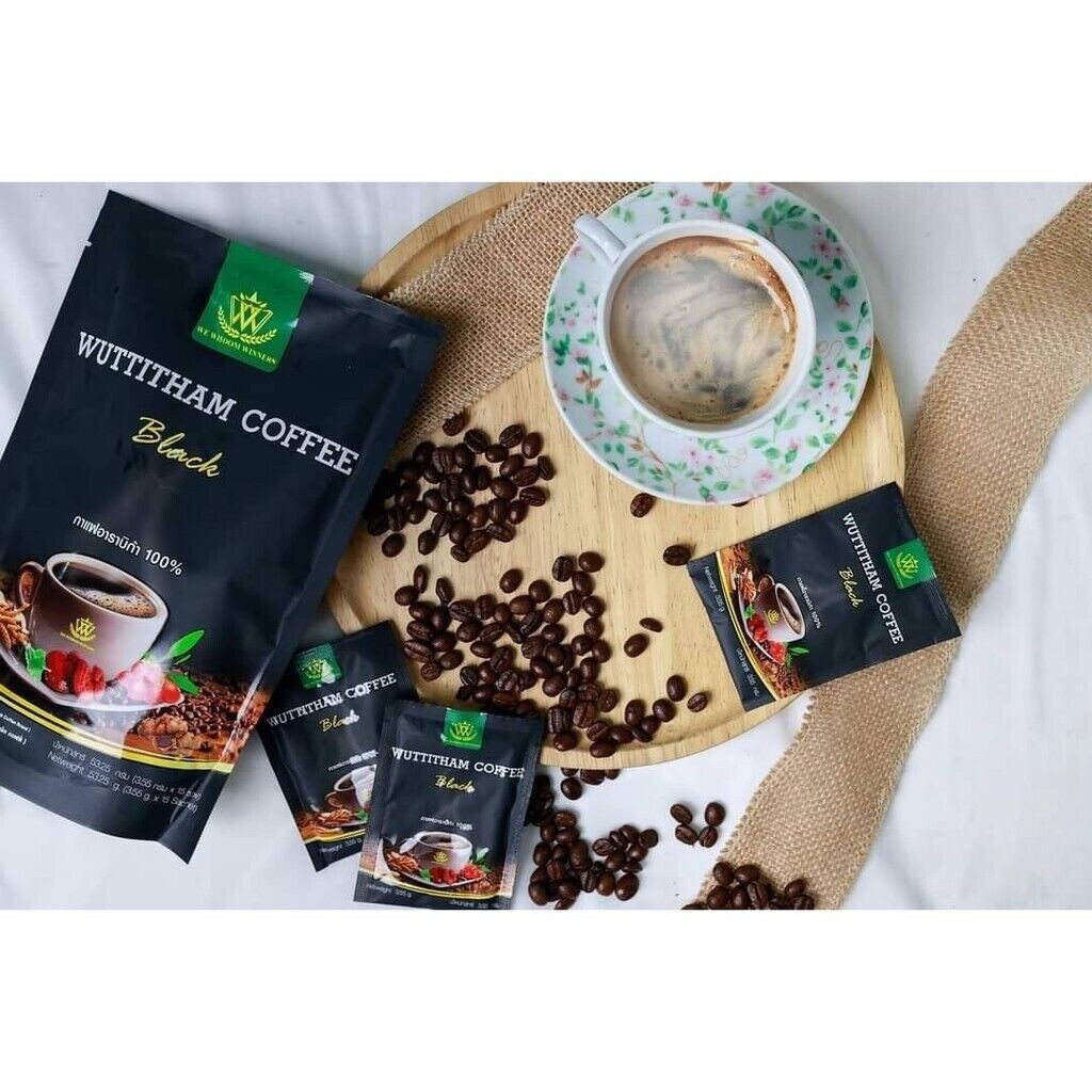 6x Wuttitham Instant Black Coffee 32In1 Health Young Man Unisex Healthy Care