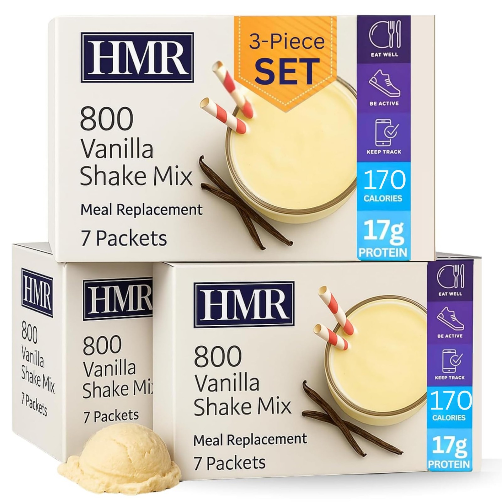 3-Pack HMR 800 Shake Meal Replacement Mix | Vanilla Shake Powder to Support