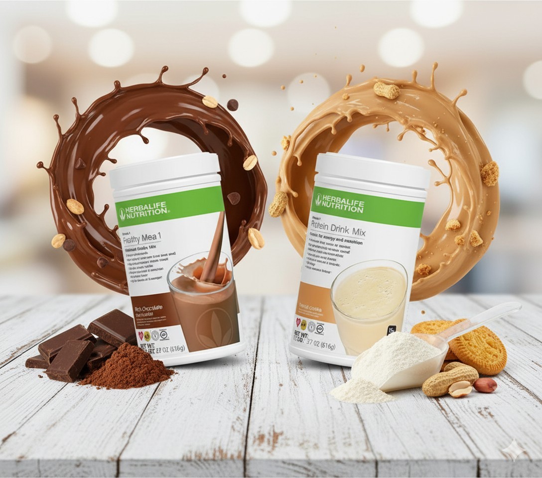Herbalife Peanut Cookie Protein Drink Mix + Dutch Chocolate F1 Set – Premium Duo