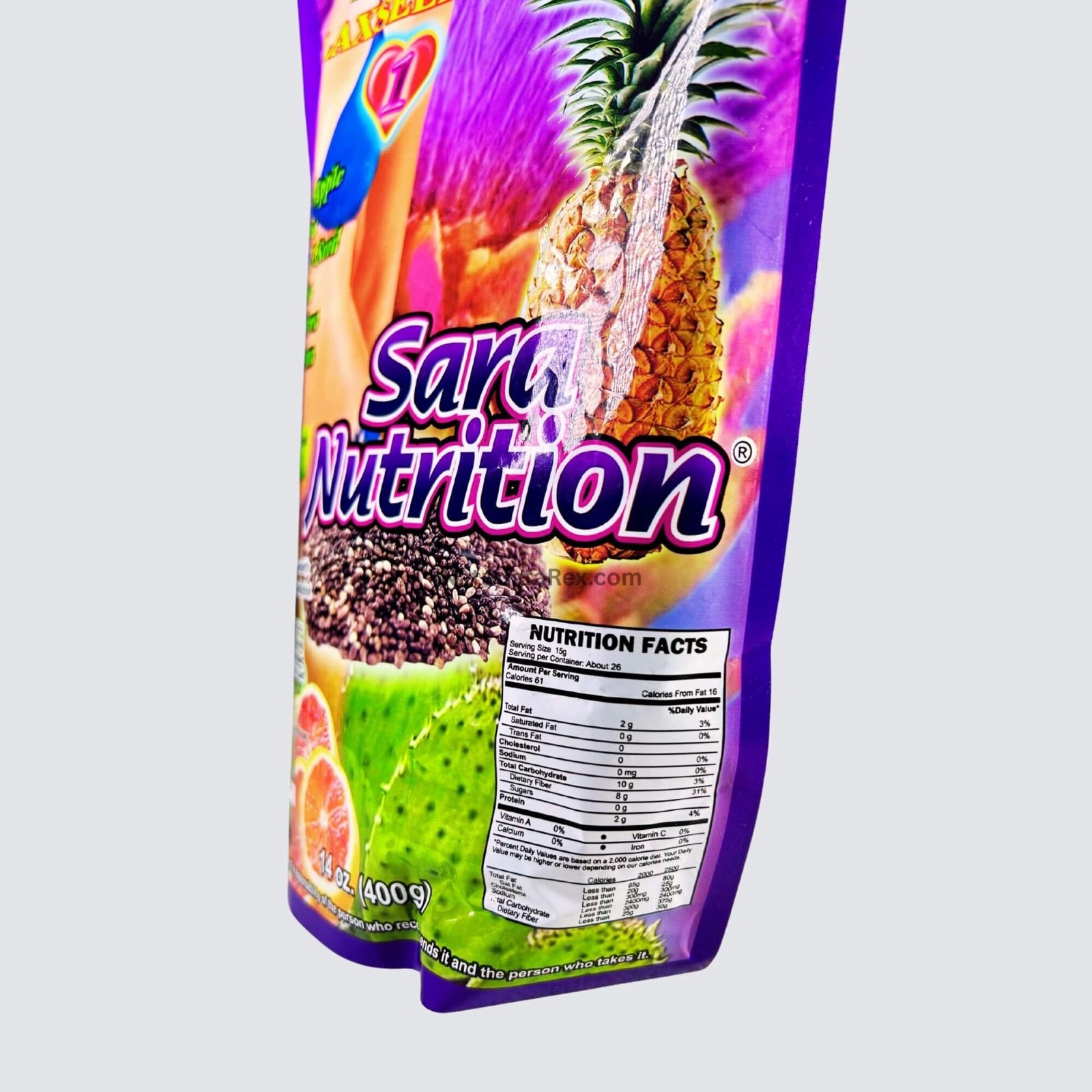 2 PACK Chia Pineapple Flaxseed /Aloe Vera by Sara-Nutrition – 14 oz Powder