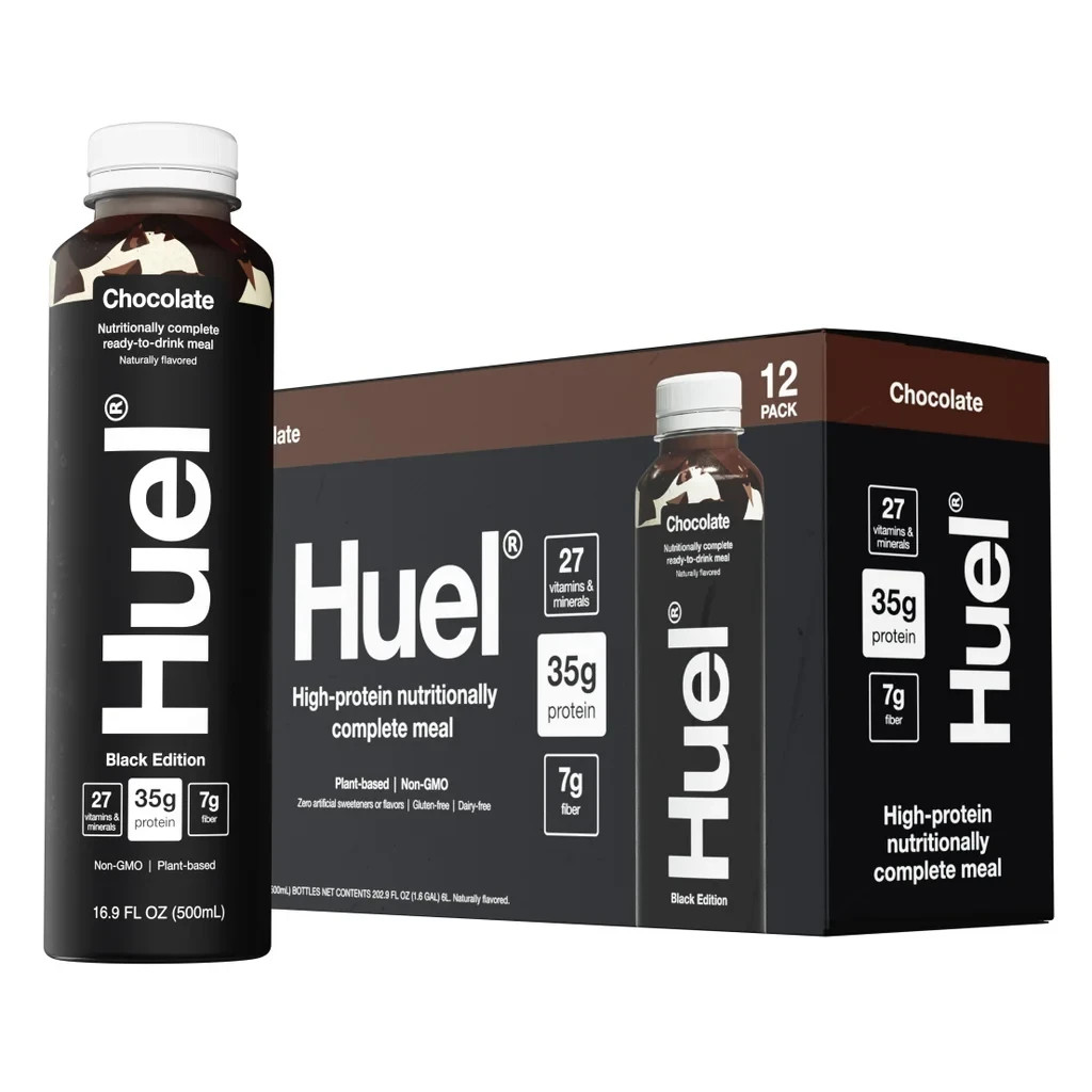 HUEL HIGH PROTEIN SHAKE MEAL REPLACEMENT SHAKES PLANT BASED CHOCOLATE DRINKS 12