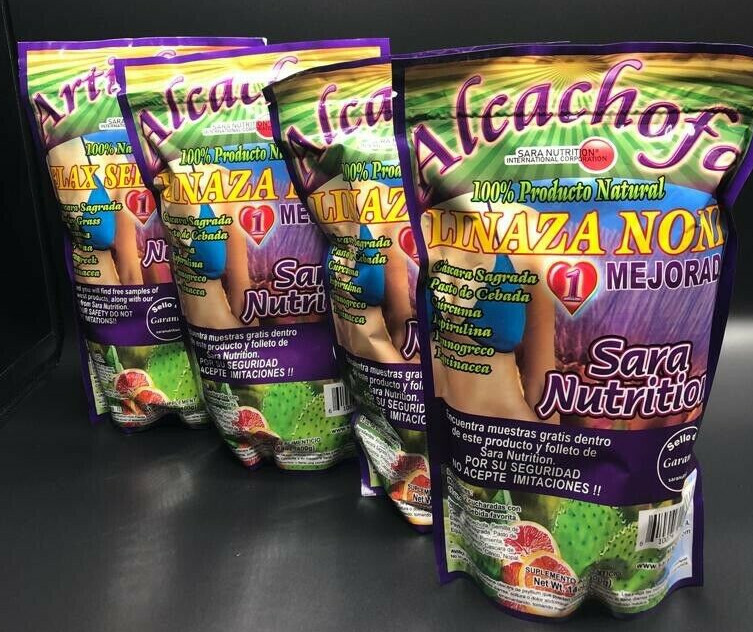 4 Pack New Alcachofa Linaza Noni Flax Seed Noni Sara Nutrition Colon Cleanse