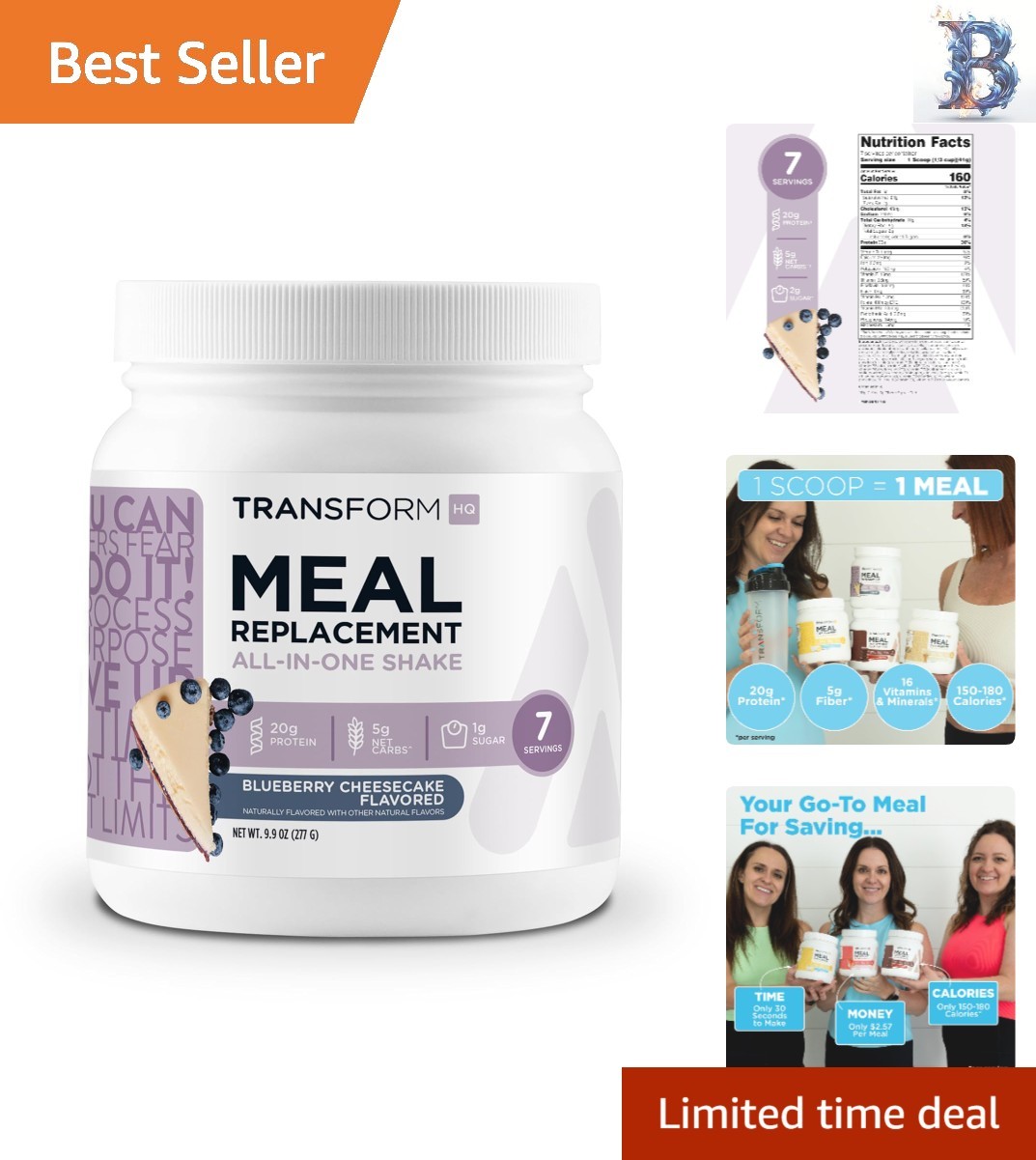 Nutritious Meal Replacement Shake Powder – Blueberry Cheesecake, 40.4g Protein