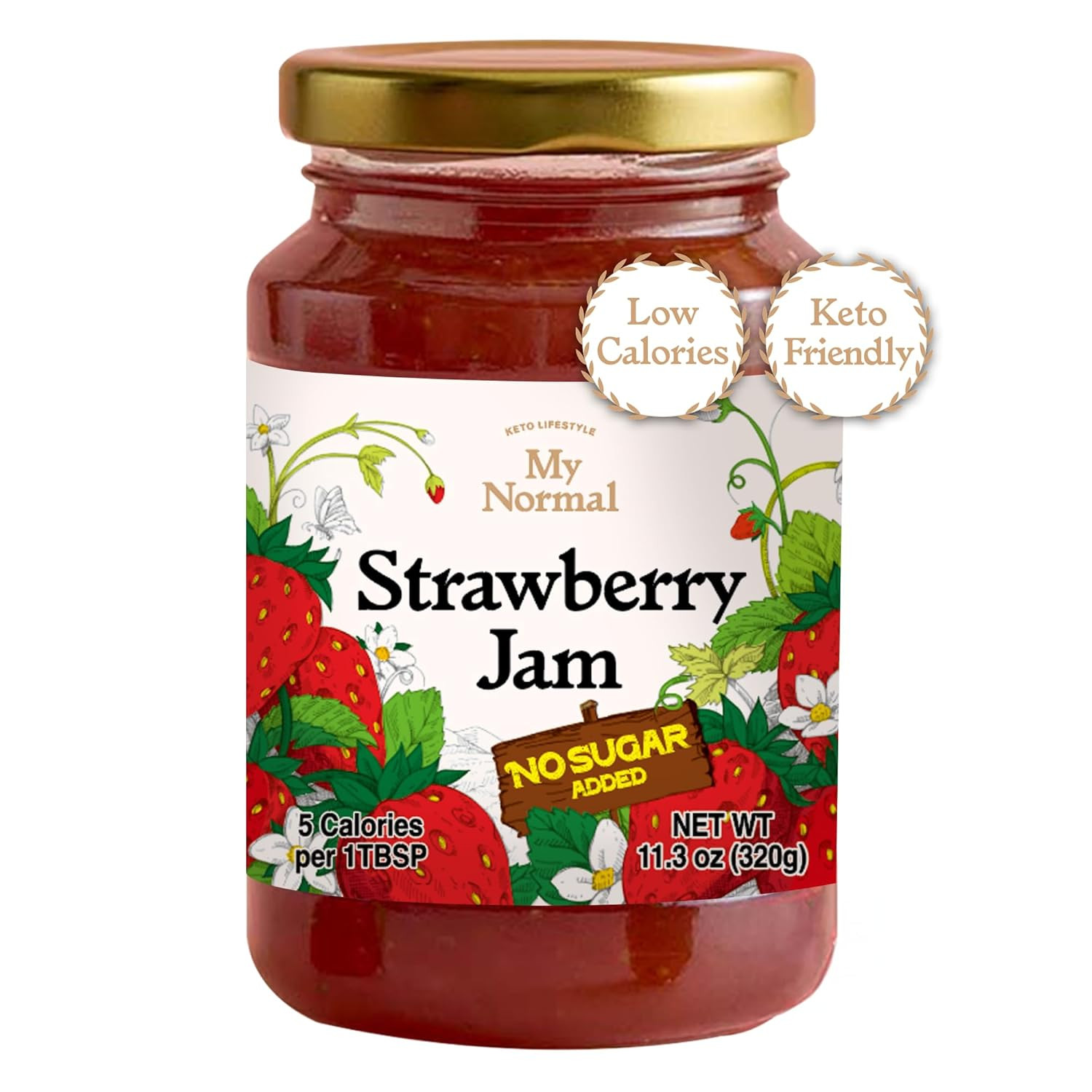 Low Calorie Strawberry Jam – Diabetic-Friendly, Strawberry 50% Fruit Jelly with
