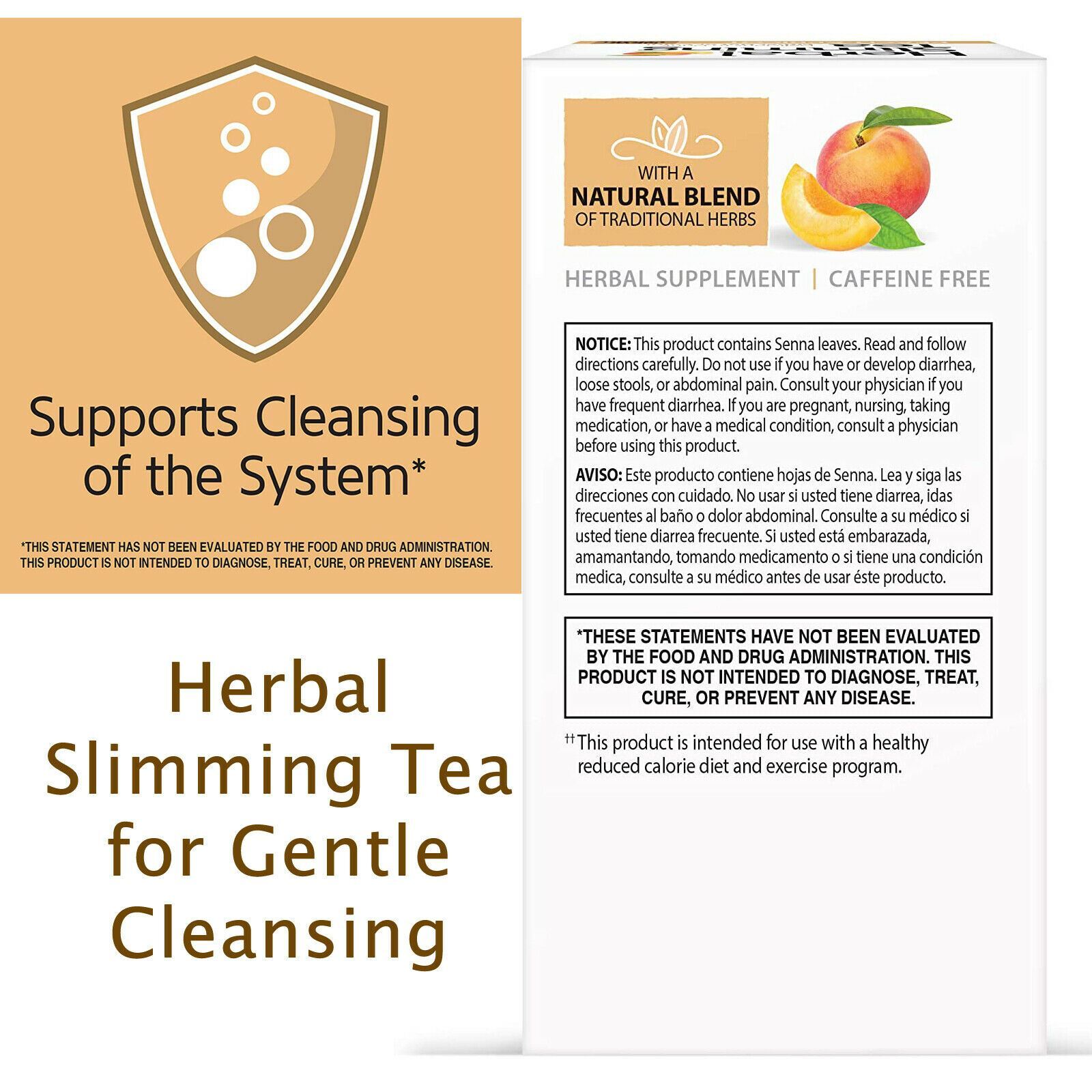 Herbal Slimming Tea Peach Apricot 24 Count 2 Pack Healthy Digestion Detox Bundle