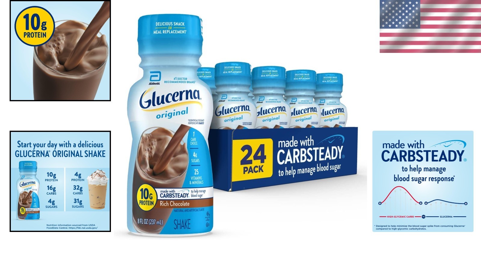 Diabetic Meal Replacement Shake – Rich Chocolate, 10g Protein, 24 Ready-to-Drink