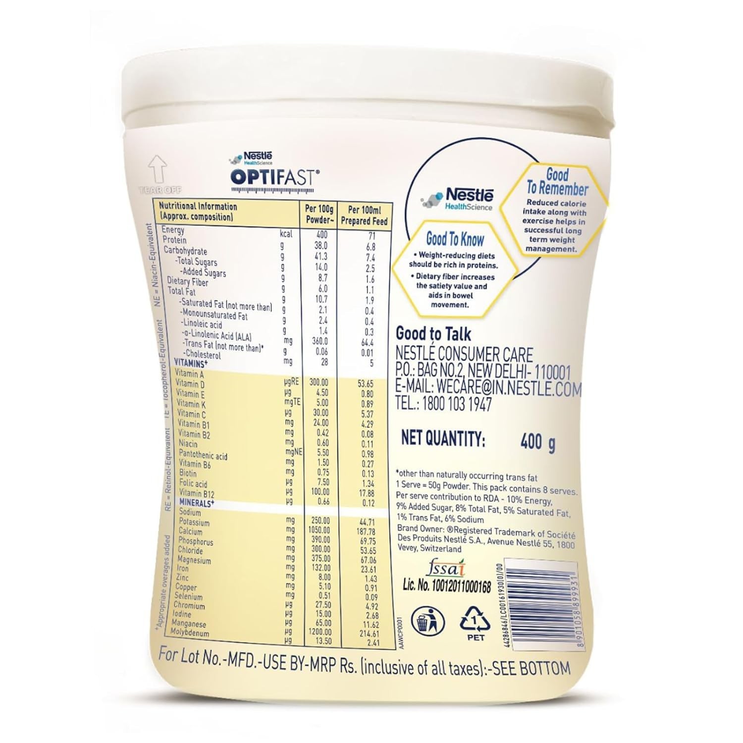 Nestle Optifast Weight Management Shake, Weight Loss Diet, Vanilla 400g