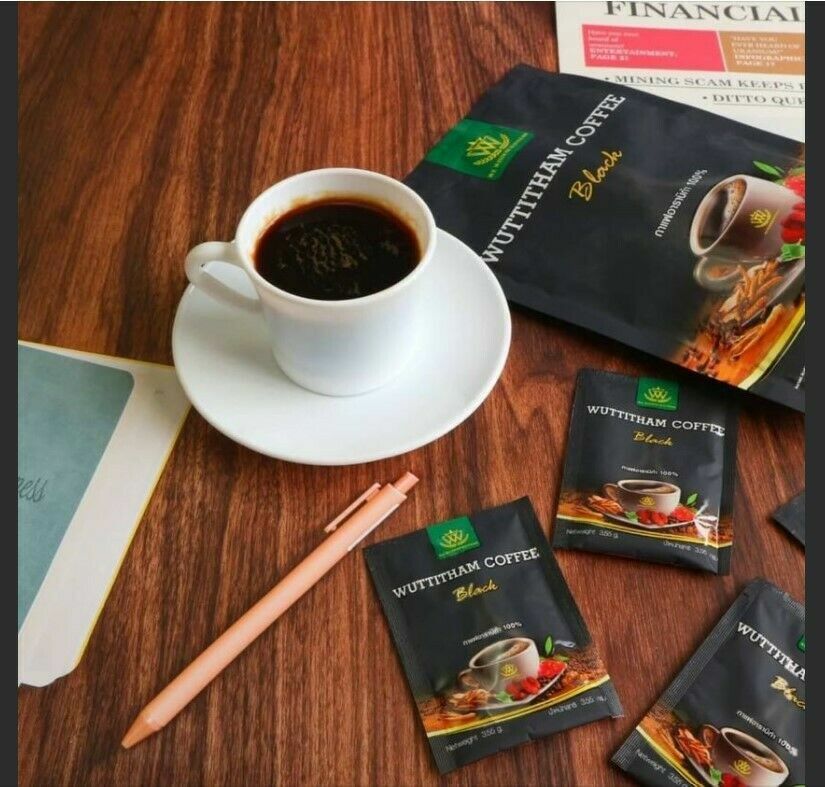 4x Wuttitham Instant Black Coffee 32In1 Health Young Man Unisex Healthy Care