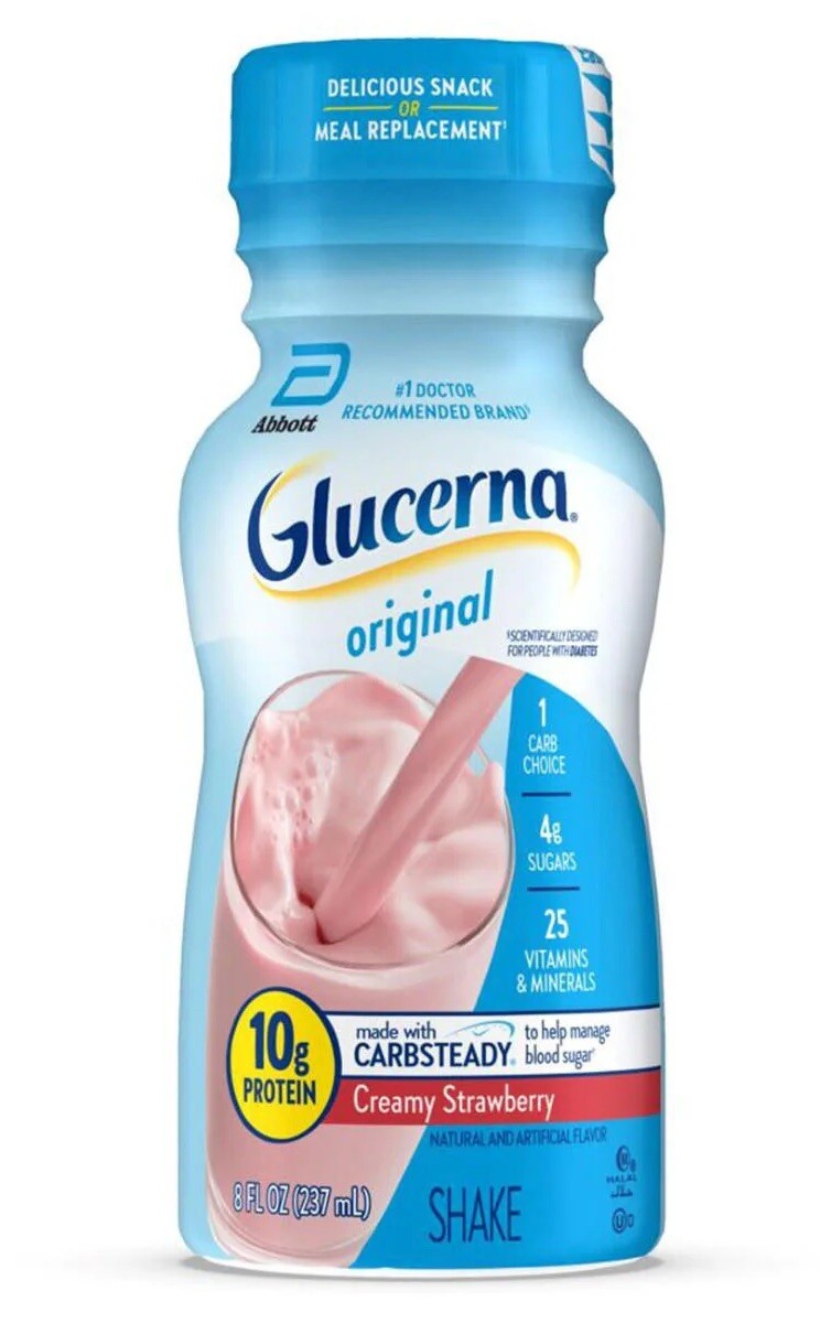 Glucerna Nutritional Shake, Creamy Strawberry 🍓 8-fl-oz, *Pack of 18 Bottles
