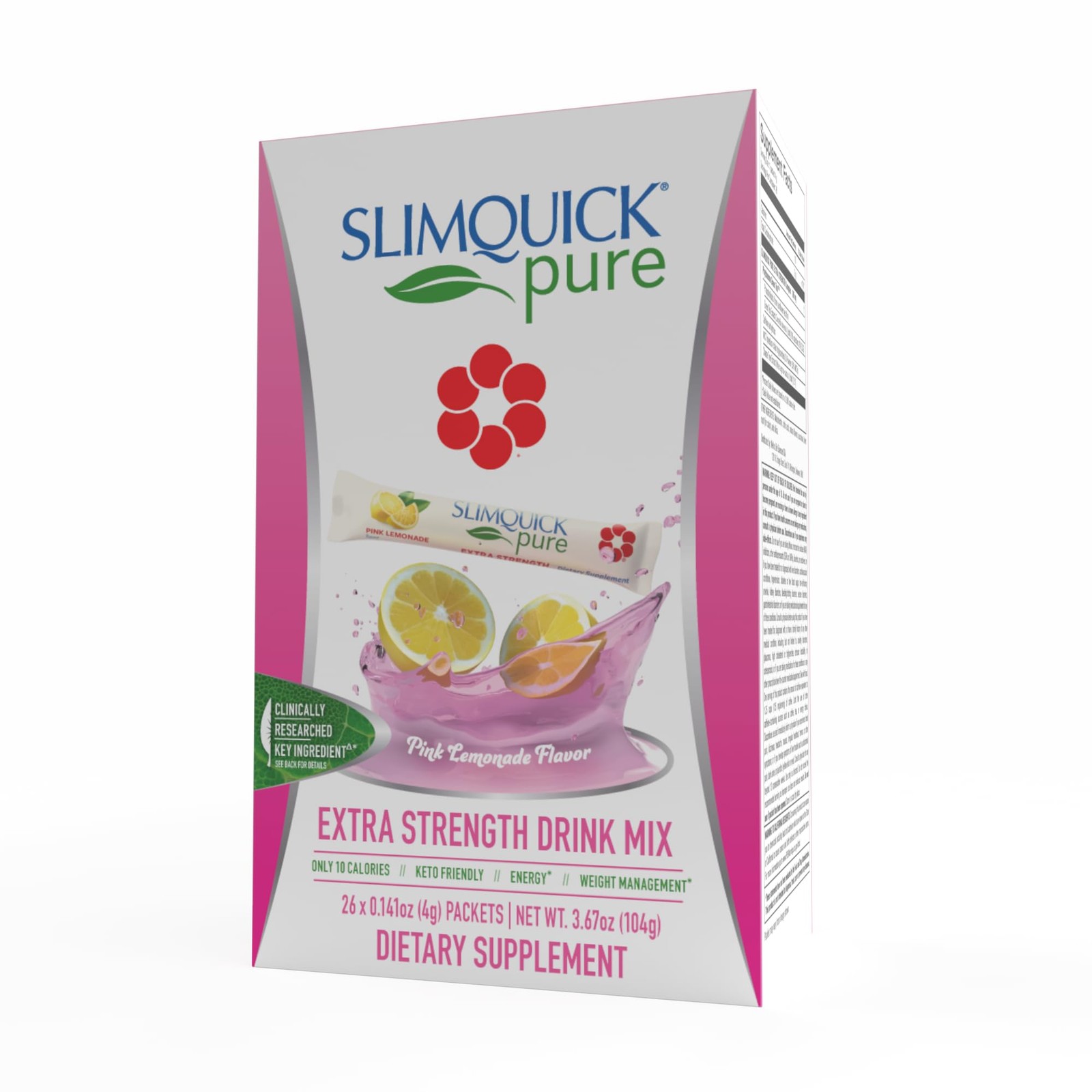 SlimQuick Pure 3X Extra Strength Drink Mix Packets, Metabolism & Weight Manag…