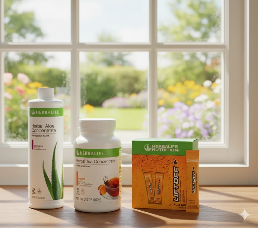 Herbalife Peach Tea 3.6 oz+Cranberry AloePINT+30 Ignite-Me Orange Liftoff Sticks