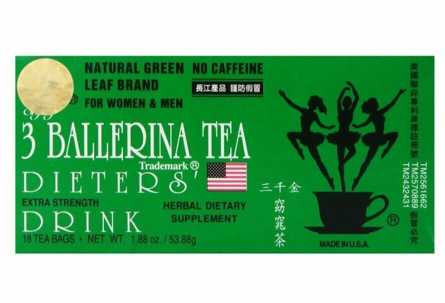3 Ballerina Herbal Tea Extra Strength Dieters Tea – 5 Pack (90 Tea Bags)