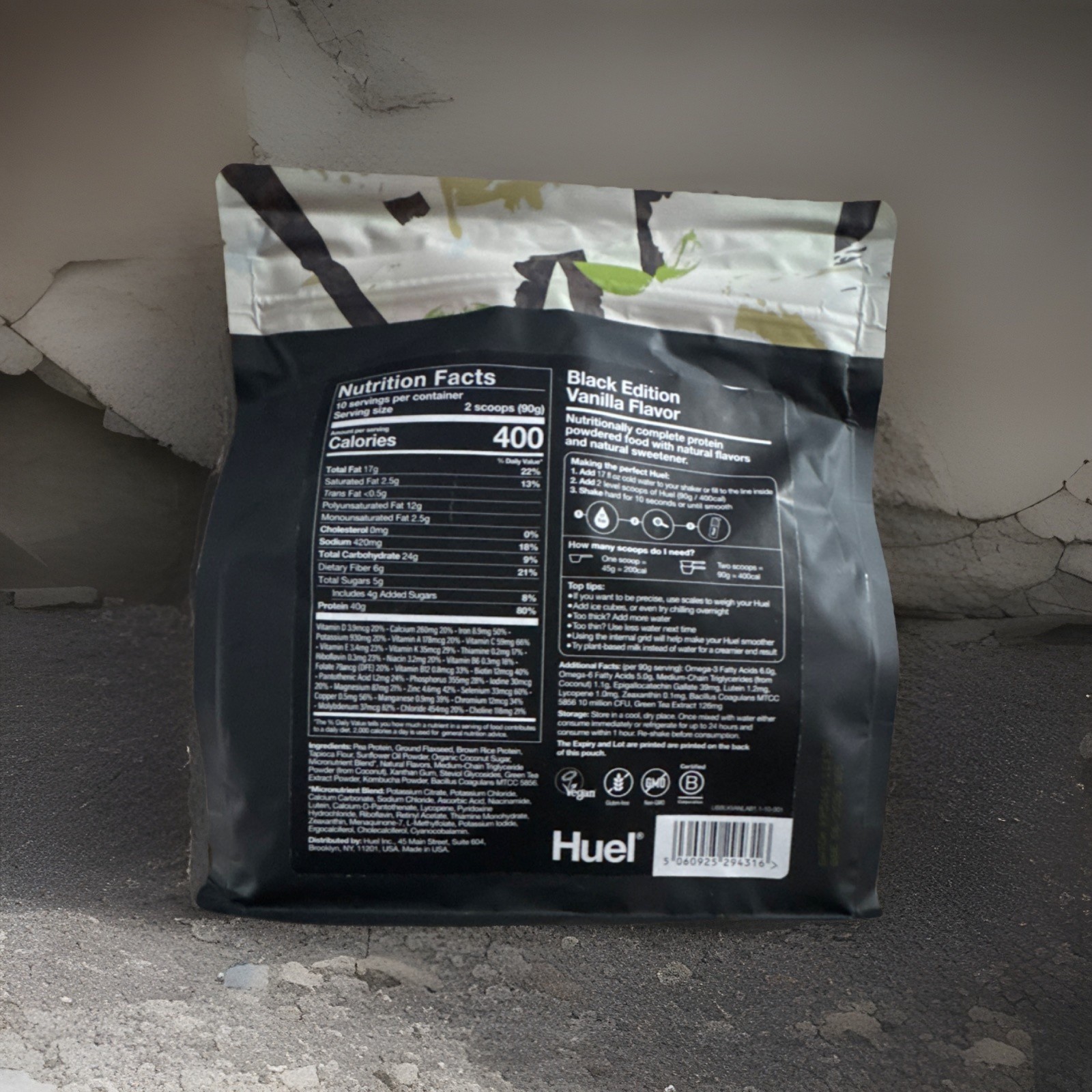 Huel Black Edition Vanilla High-Protein Vegan Meal Replacement Powder