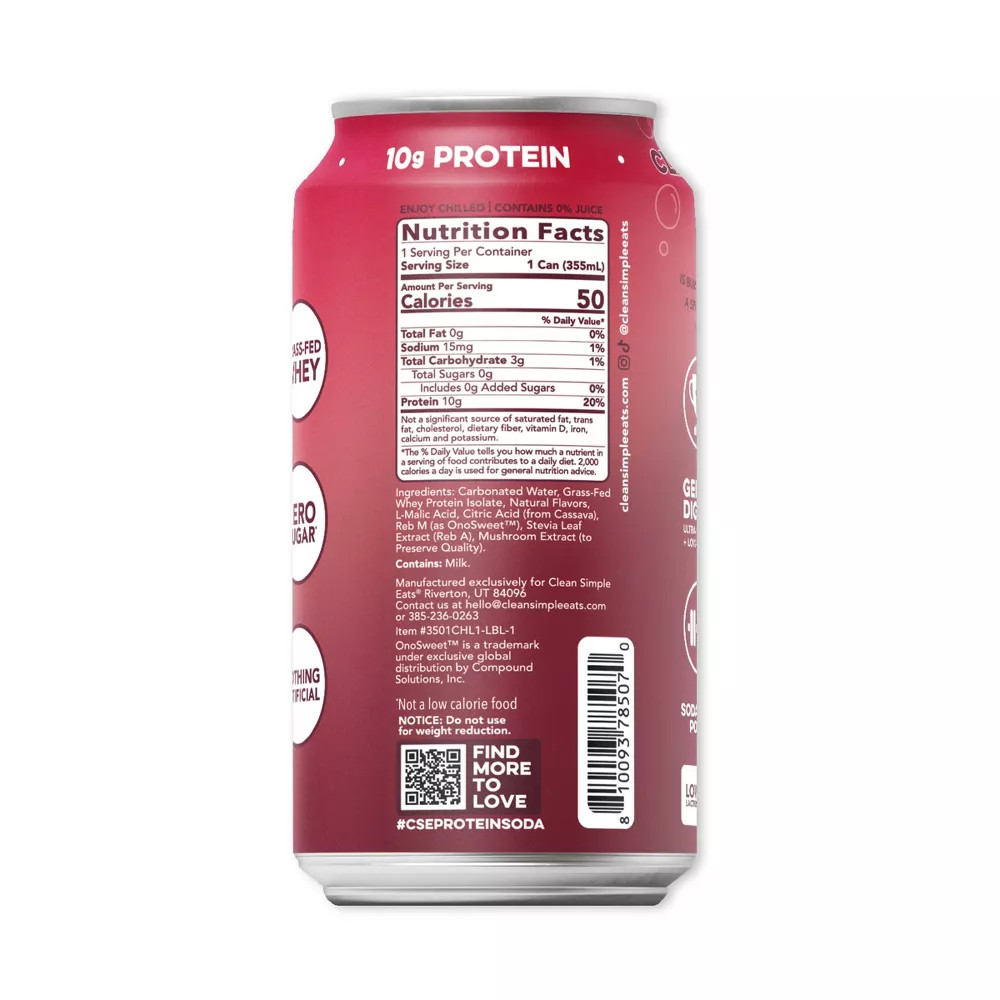 Clear Protein Soda Cherry Lime 🍒🍋 – 10g Protein, Zero Sugar, 8 Pack 💪
