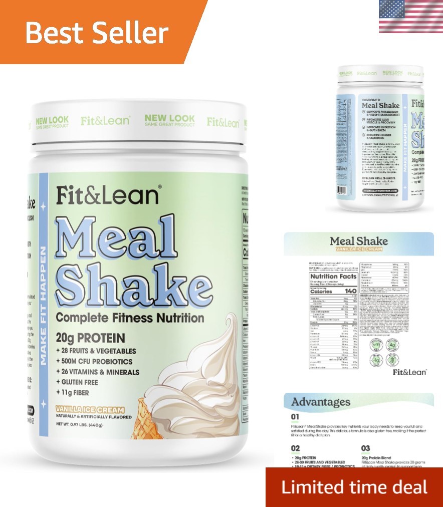 All-in-One 1 lb Vanilla Meal Replacement Shake with 28g Protein & Fiber