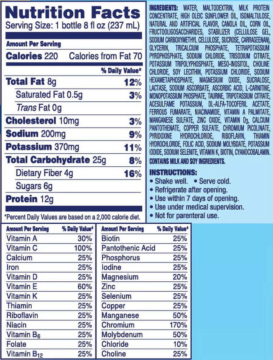 Enterex Diabetic Nutritional Meal Replacement Shake, Vanilla,8 fl oz, 6 Pack