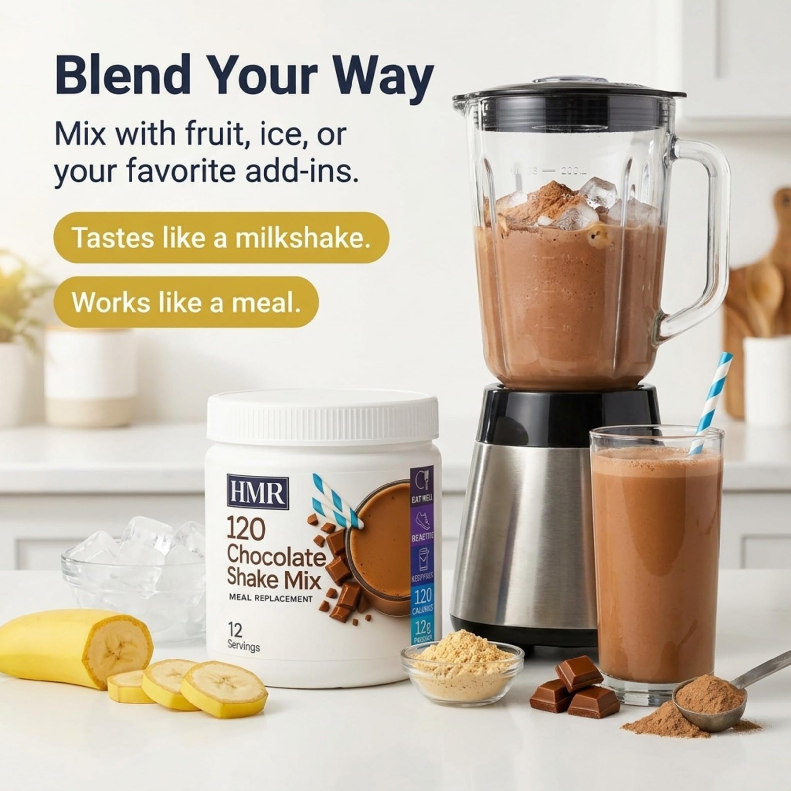 HMR 120 Chocolate Shake Meal Replacement Powder | Chocolate Shake Mix to Supp…