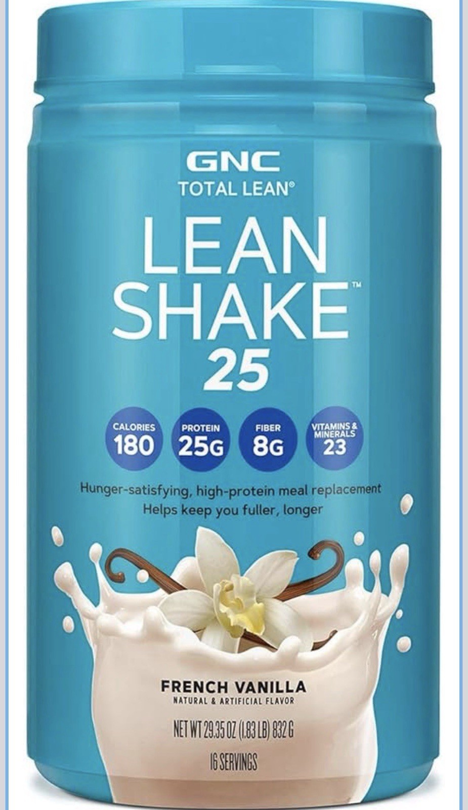 GNC Total Lean Shake 25 Meal Replacement French Vanilla. 16 Servings. New & Seal