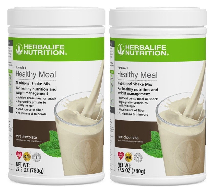 2X HERBALIFE FORMULA 1 Healthy Meal Nutritional Shake Mix Mint Chocolate 750g