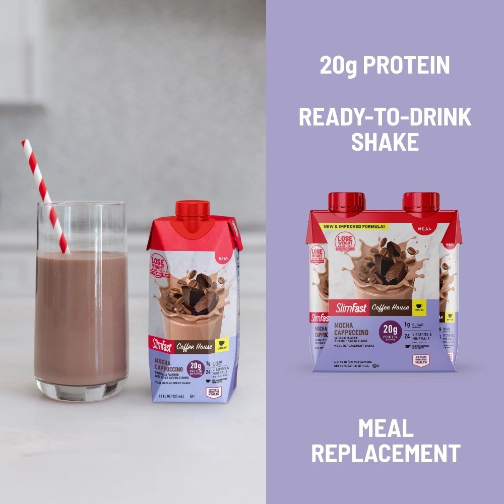 High Protein Meal Replacement Shake Coffee Mocha Cappuccino Flavor Ready to