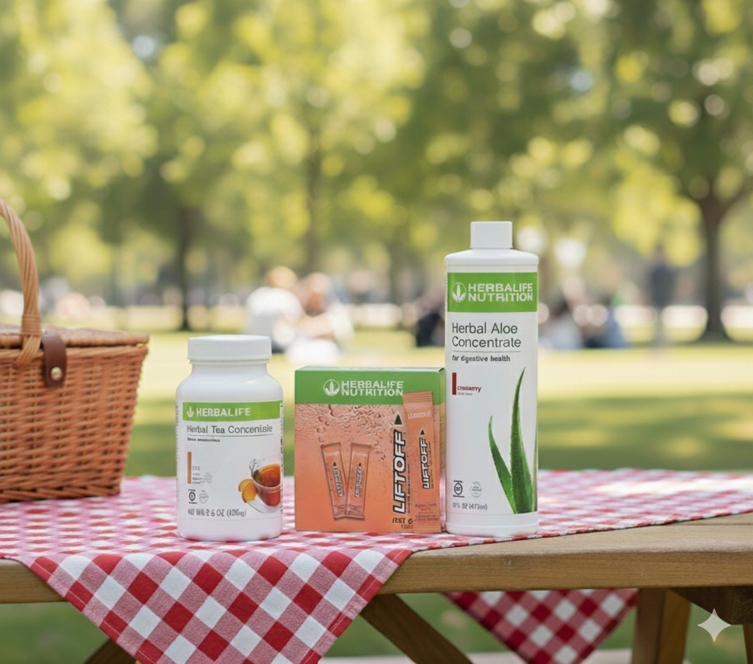 Herbalife Peach Tea 3.6 oz +Cranberry Aloe Pint+30 Tropical Force LiftOff Sticks