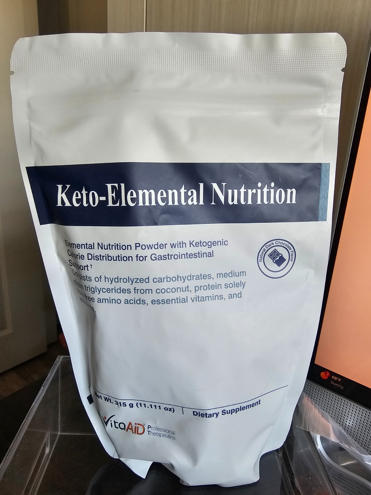 Keto-Elemental Nutrition Chocolate, Vita Aid, 11.11oz SIBO, LOW-FODMAP Ex 5-28