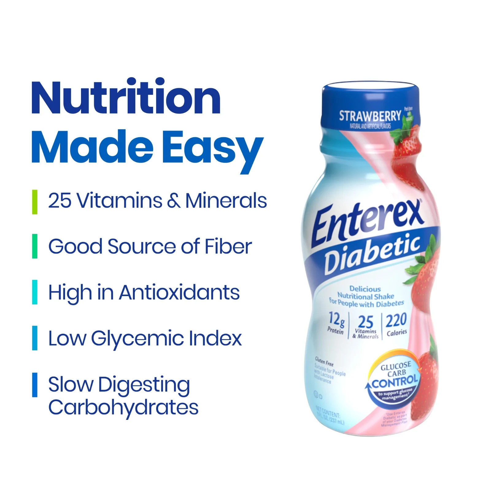 Enterex Diabetic Nutritional Meal Replacement Shake,for People with Diabetes,Str