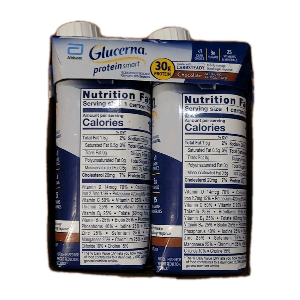 Glucerna Protein Smart Diabetic Shake 4 Pack Chocolate Carbsteady 11 Oz Each