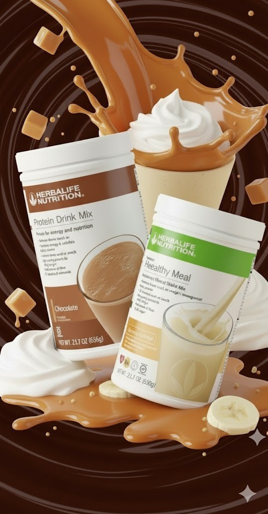 Herbalife Chocolate Protein Drink Mix + Banana Caramel Formula 1 Set