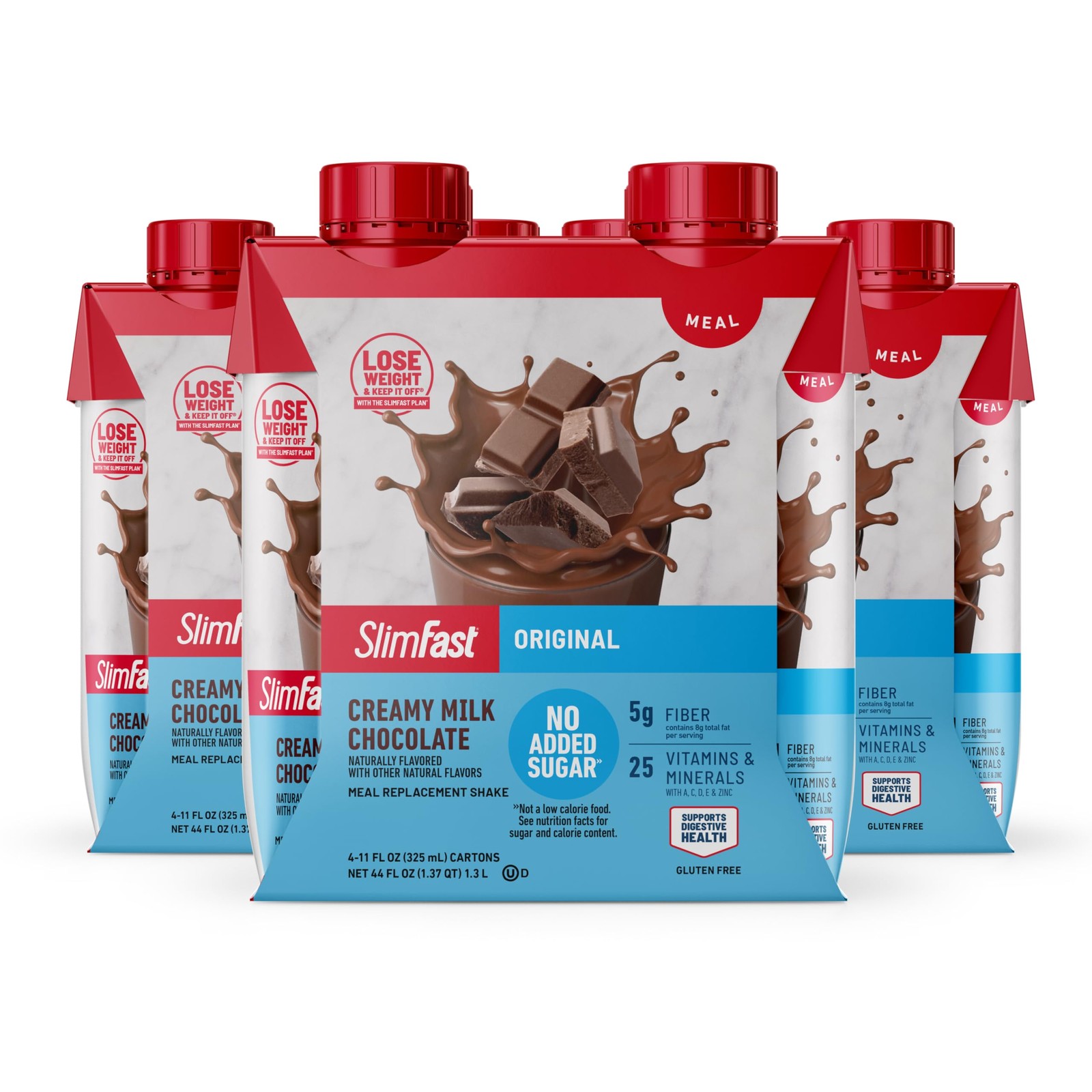 SlimFast Meal Replacement Shake, Original Creamy Milk Chocolate, No Added Sug…