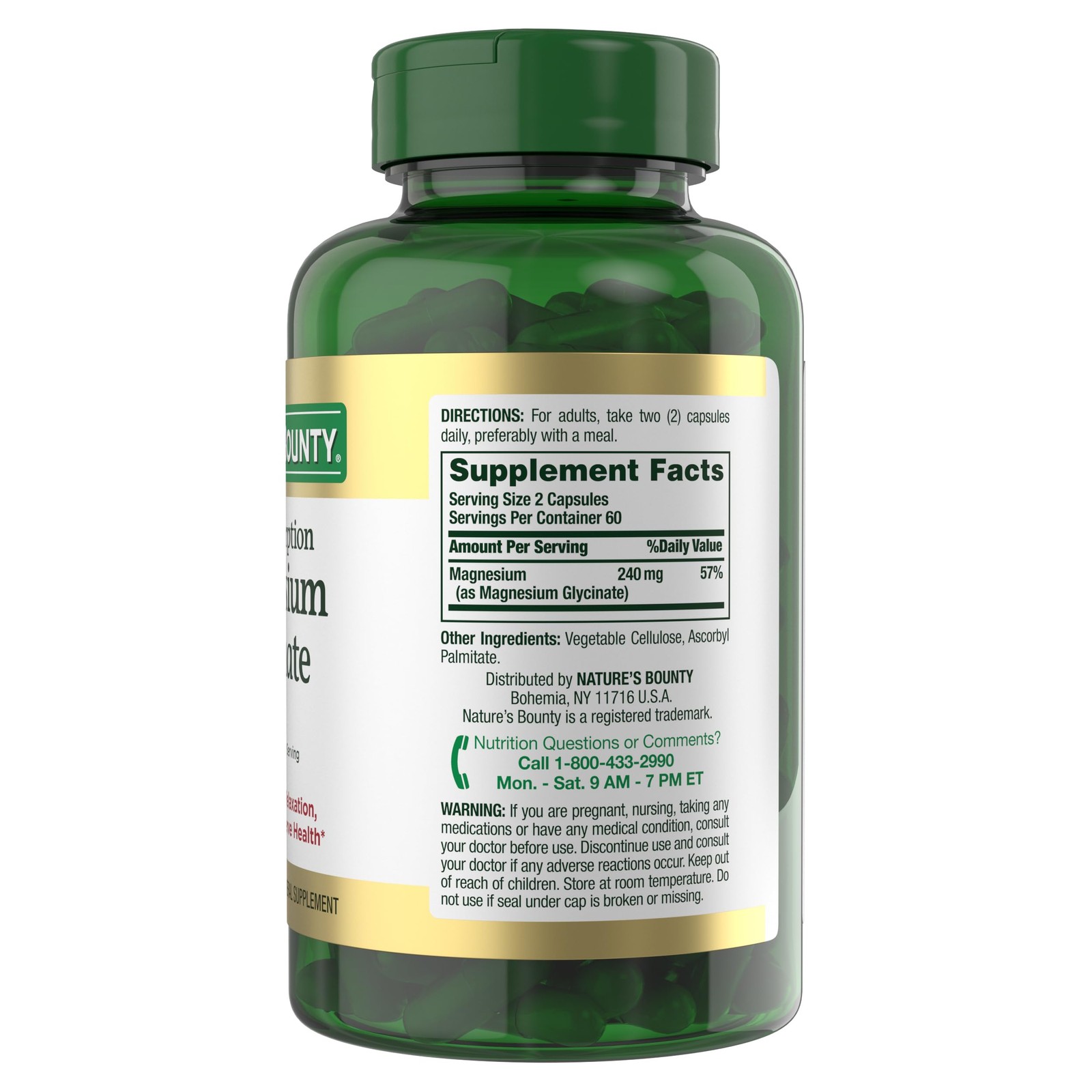Nature’s Bounty High Absorption Magnesium Glycinate 240 120 Count (Pack of 1)