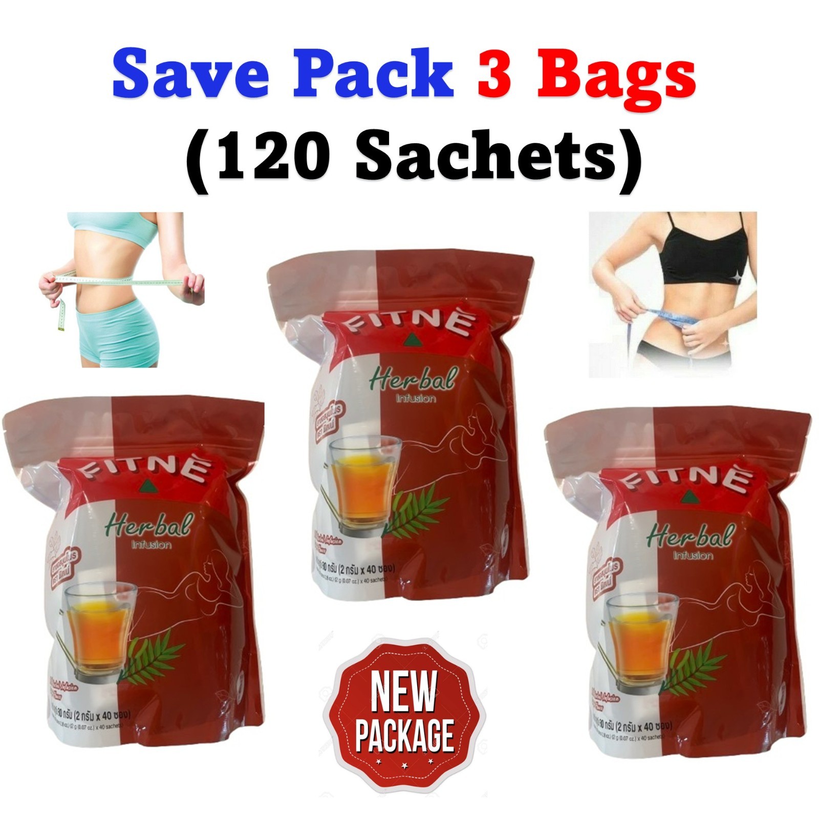 FITNE Herbal Tea 40 teabag Original Slimming Infusion Detox Diet Weight 3 Packs
