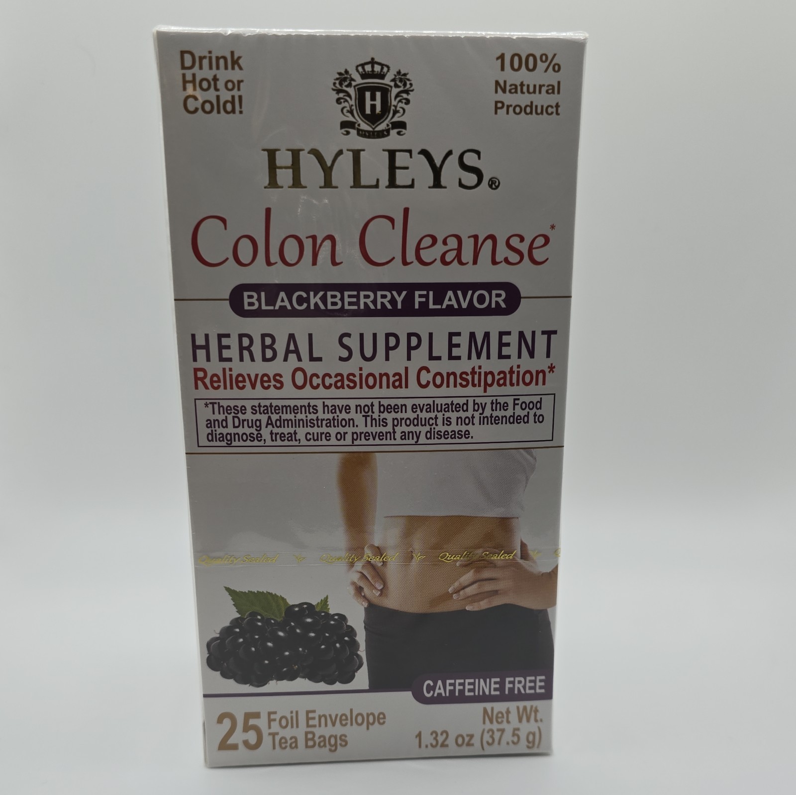 Hyleys Colon Cleanse Blackberry Flavor 25 Tea Bags Constipation Relief Non-GMO