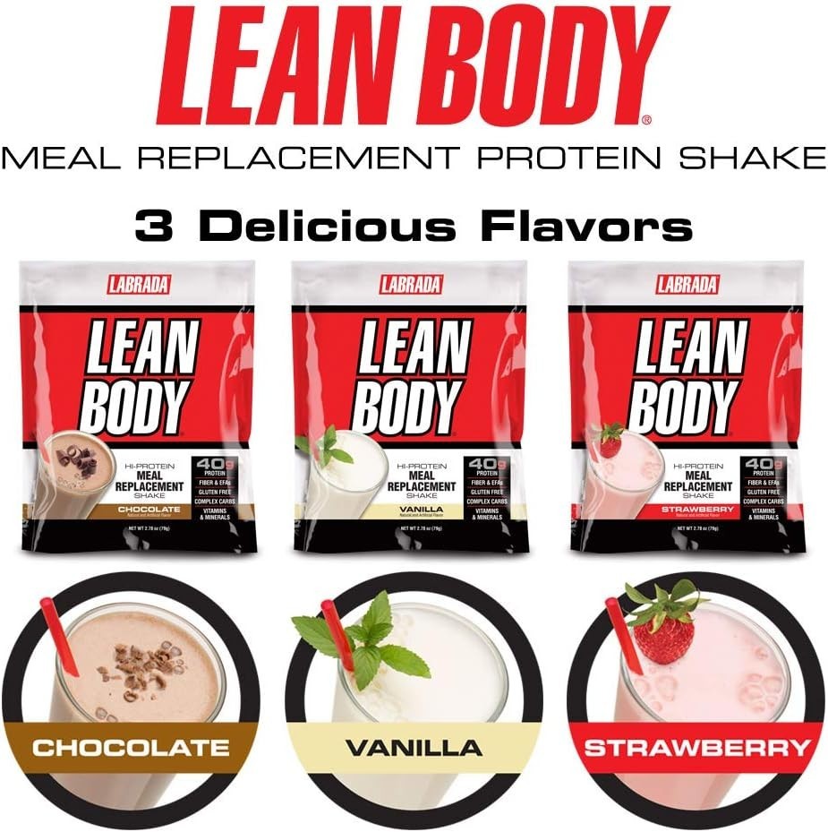 Nutrition Lean Body Chocolate Shake: 20 Packets, 40g Protein, Fast/Slow Release