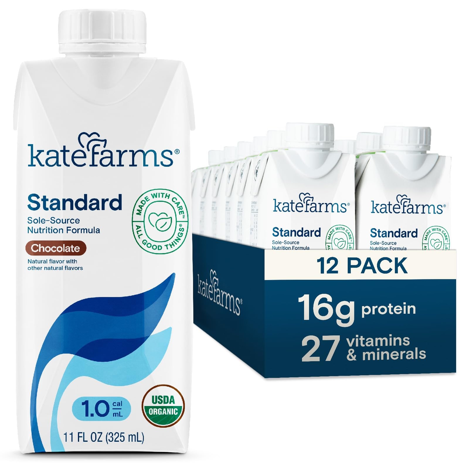 Kate Farms Organic1.0 Chocolate Nutrition Shake 16G Protein 27 Vitamins And