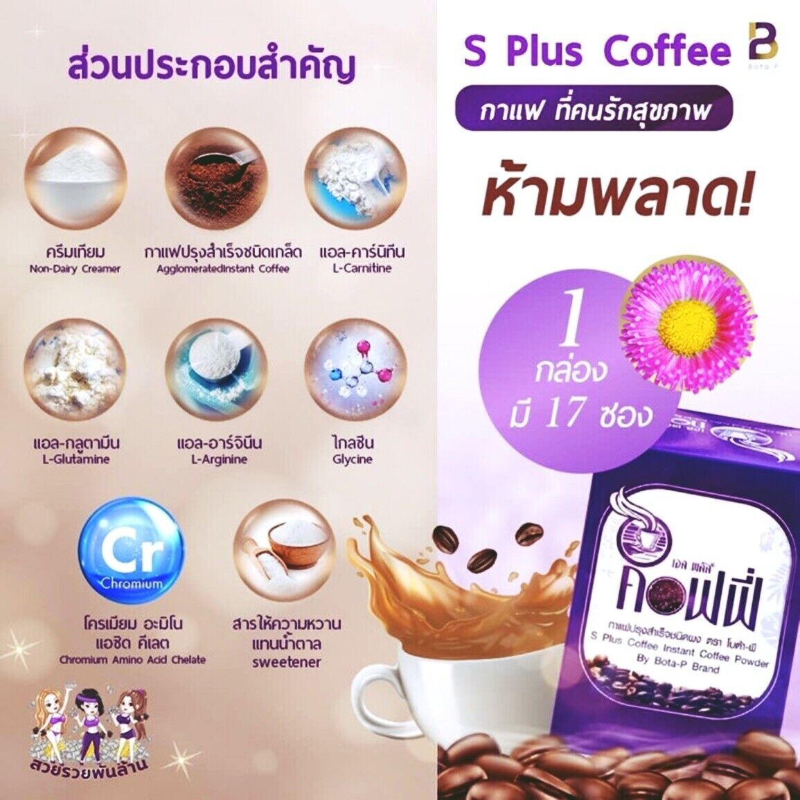 10 S Plus Coffee by Bota-P Drink Fiber Controls Wt. burn fat No Sugar Trans fat