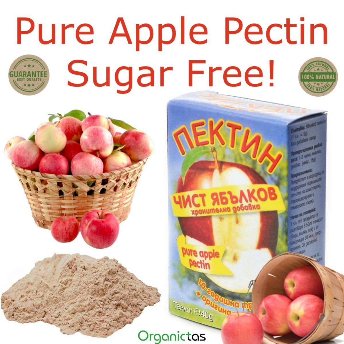 PURE APPLE PECTIN Powder Sugar Free Detox Weightloss Cholesterol Drink Jam 40g