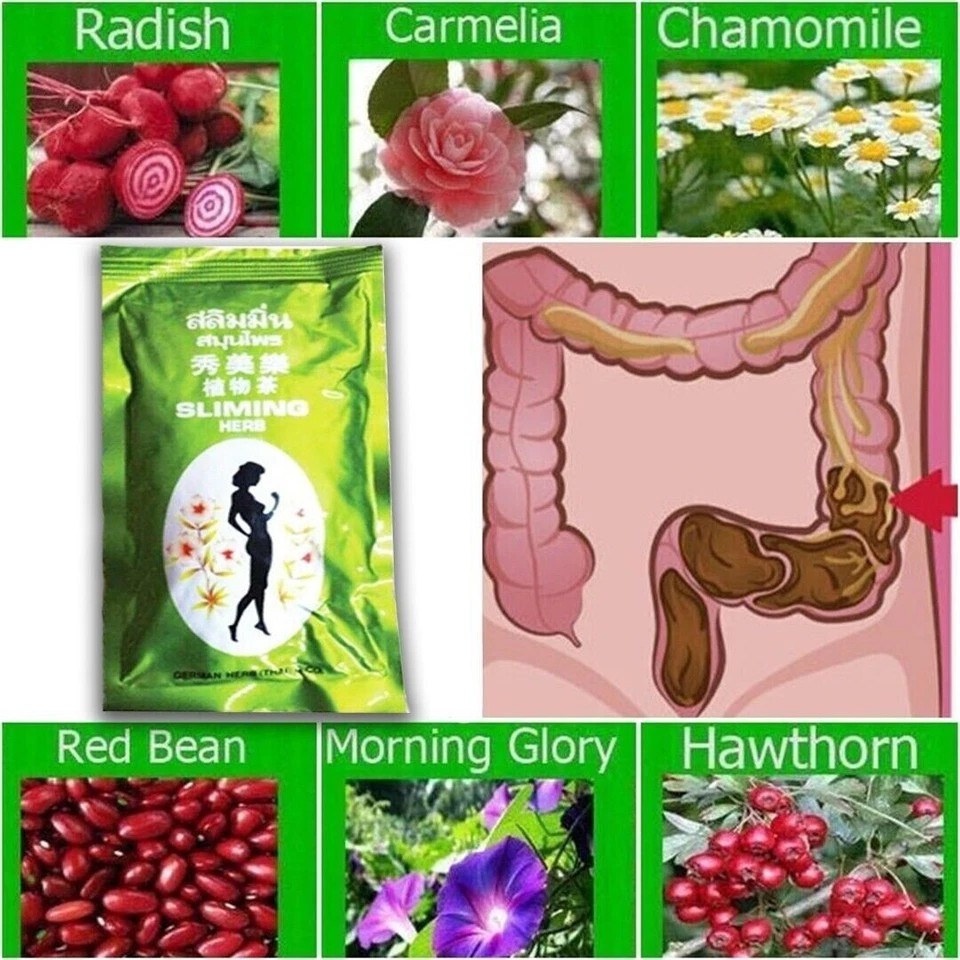 100 Bags Slimming German Herb Sliming Tea Burn Diet Slim Fit Fast Detox Laxative