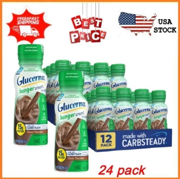 2 pack Glucerna Hunger Smart Care Shake, Classic Chocolate, 10 Fl Oz, 1