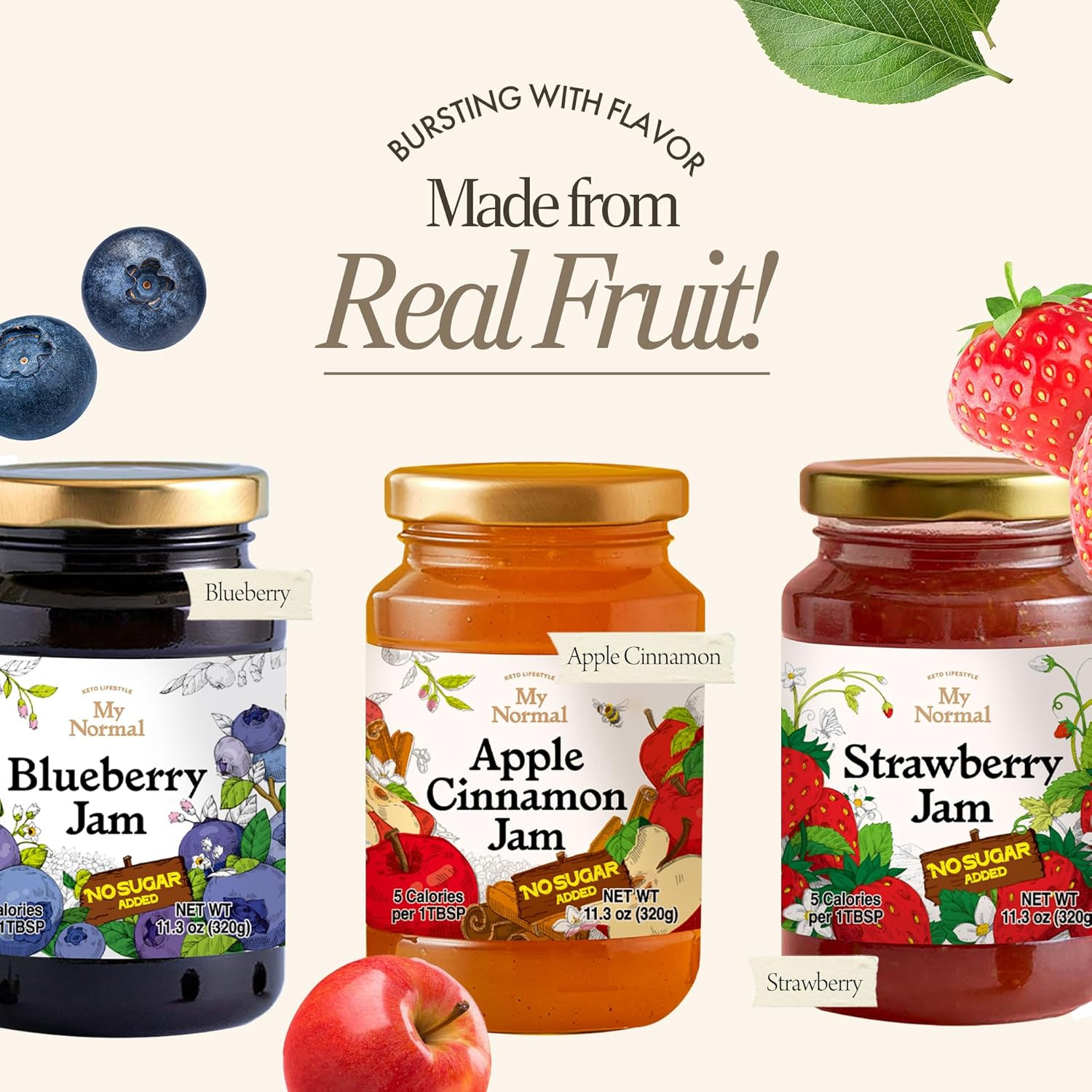 Low Calorie Strawberry Jam – Diabetic-Friendly, Strawberry 50% Fruit Jelly with