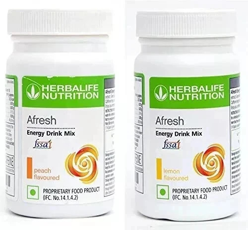 2x Herbalife Afresh Energy Drink Mix Tea 50g With Lemon & Peach Flavor Drink