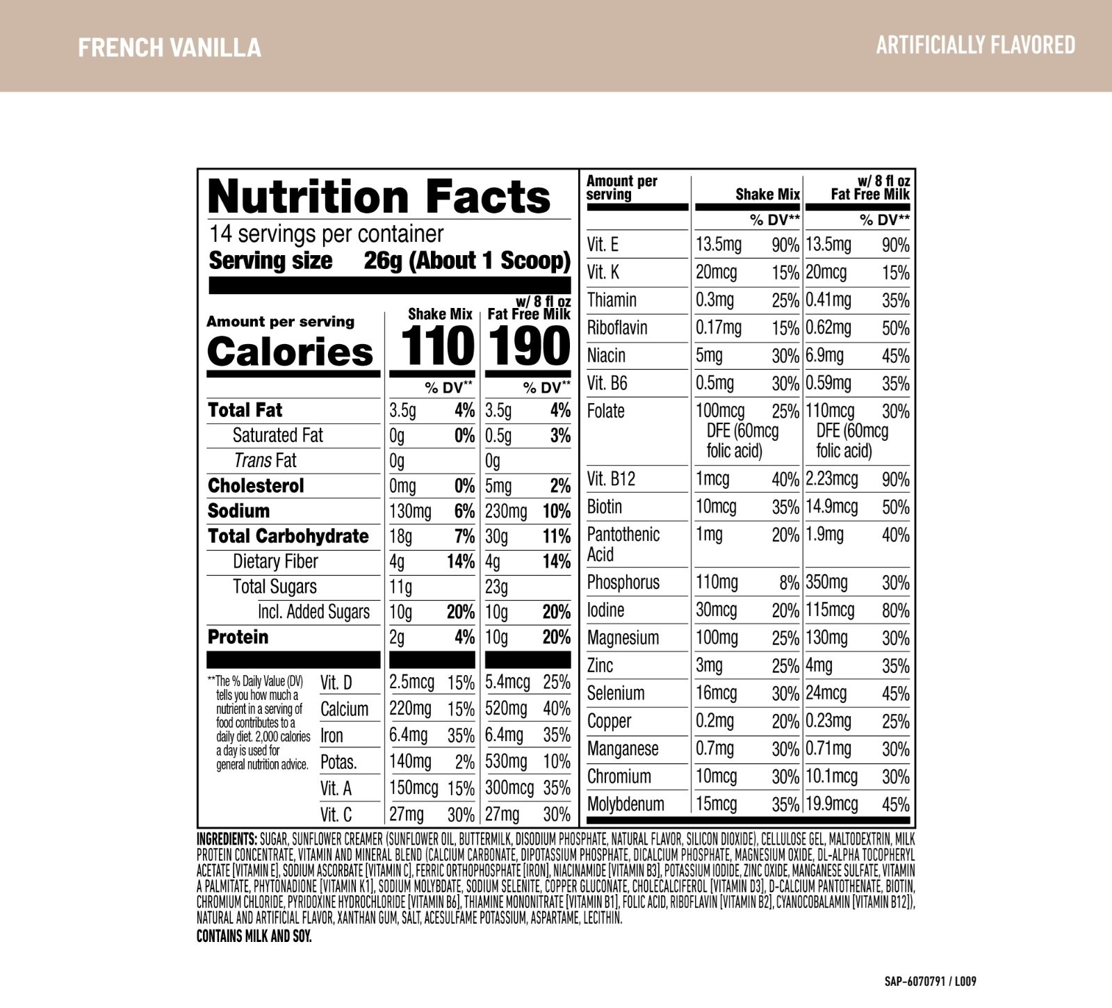 SlimFast Meal Replacement Shake Powder, French Vanilla, 12.83 oz, 14 Serv, Gift