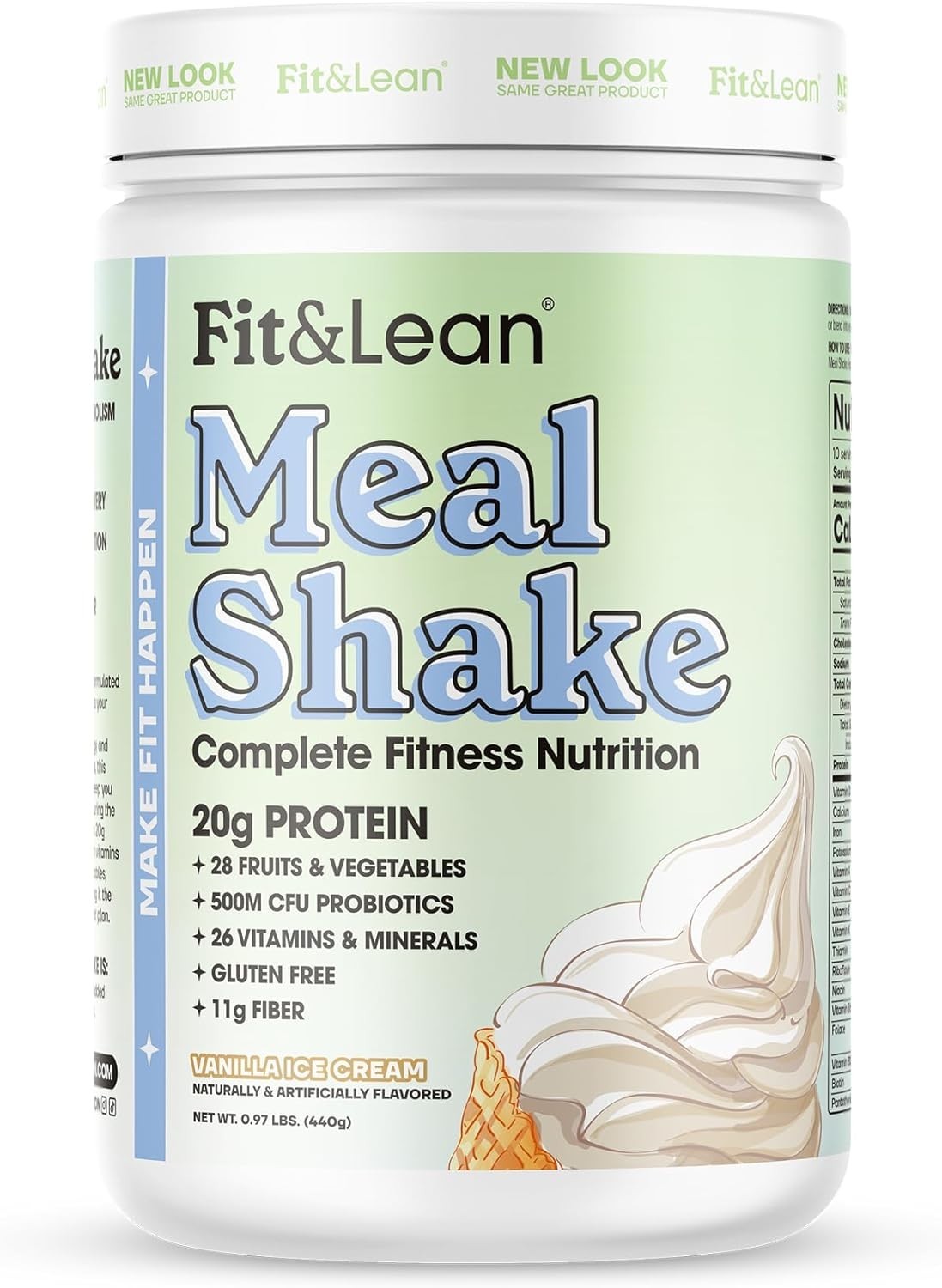 Vanilla Meal Shake – High Protein & Fiber Fat Burning Drink, 1lb, 10 Servings