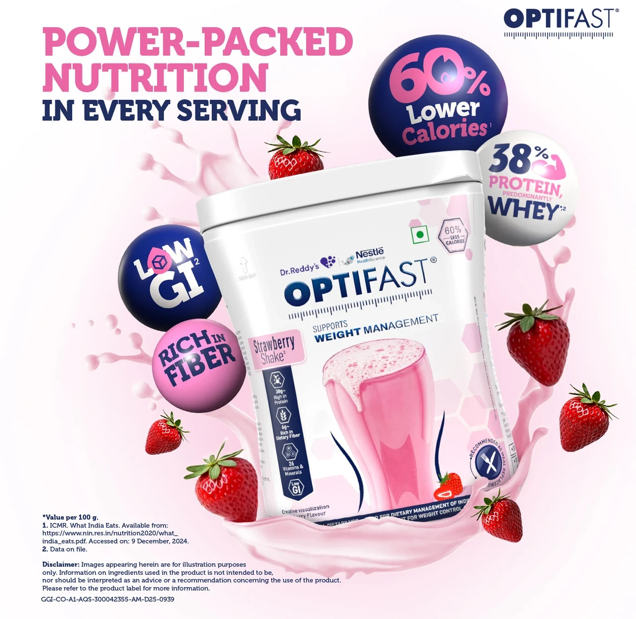 Optifast Healthy Meal Replacement Shake for Weight Management Strawberry Flavor