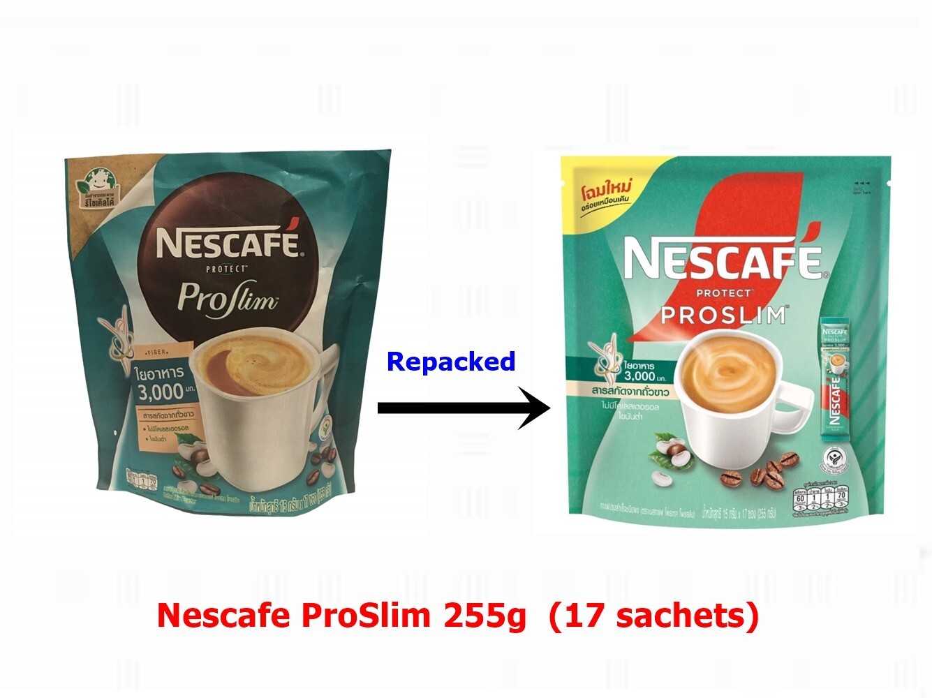 Nescafe Protect Proslim 3in1 Instant Coffee Mix Powder Body Weight Control, 17sa
