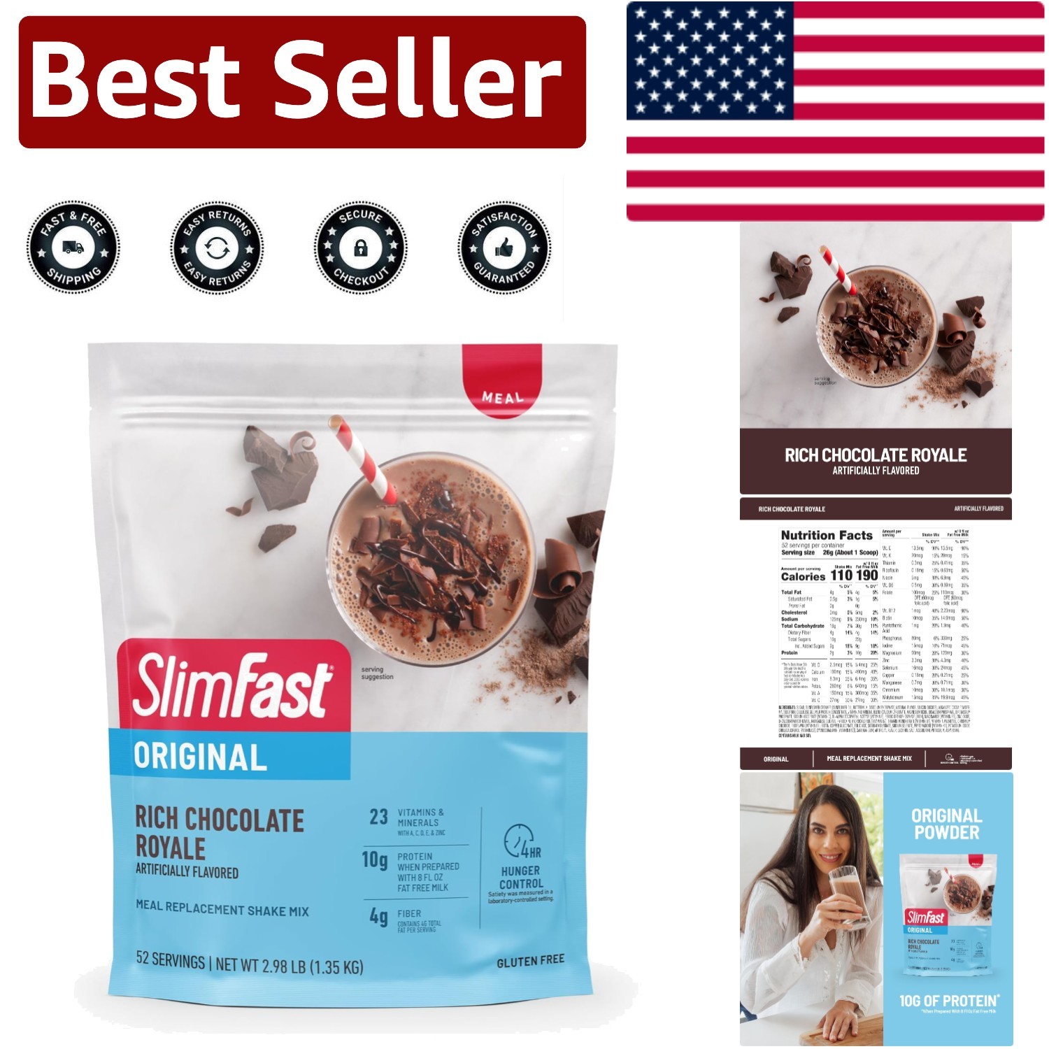 Chocolate Royale Meal Replacement Powder – 23 Vitamins, Fiber Support